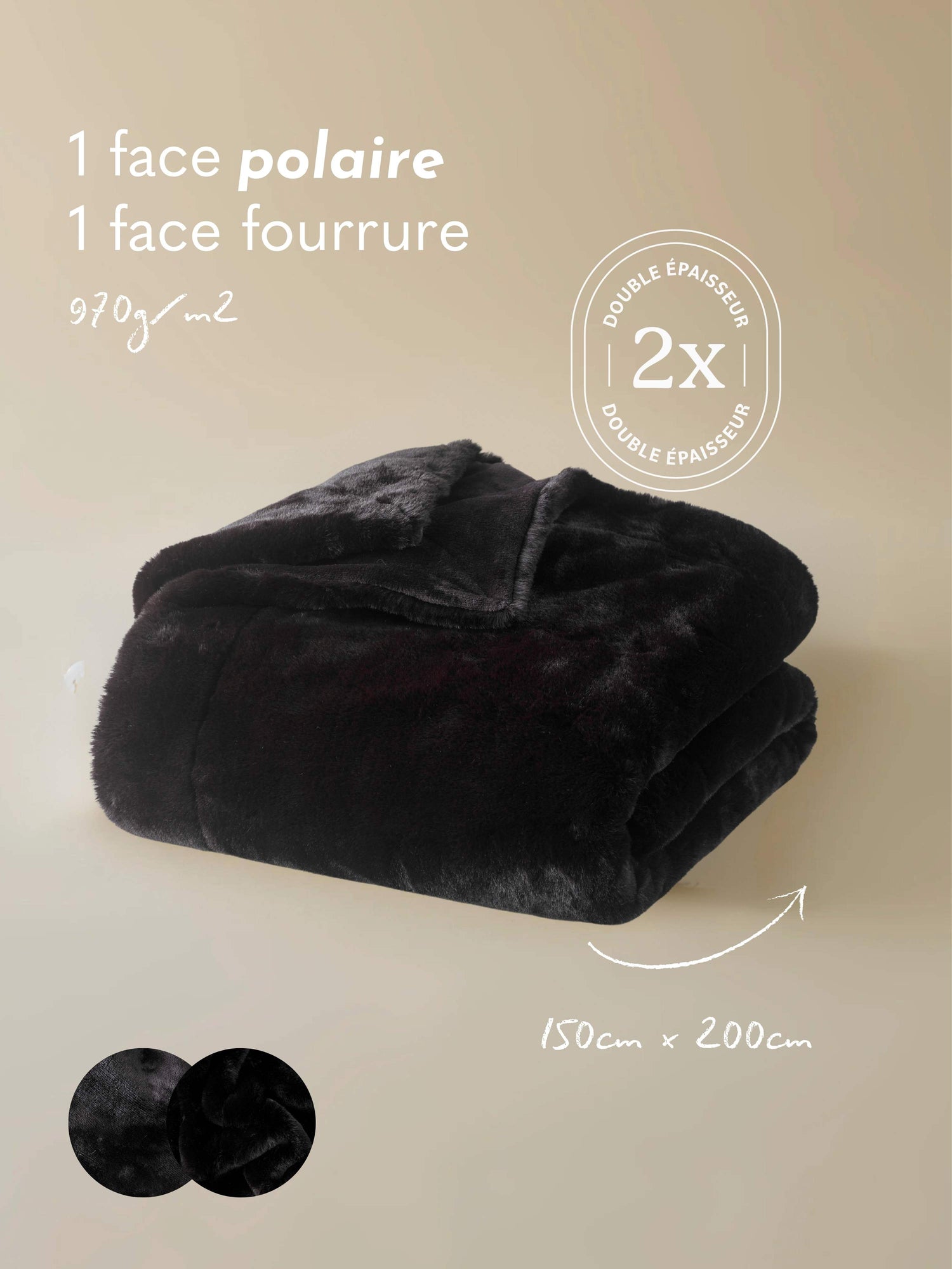 Plaid Fausse fourrure Panthère noir