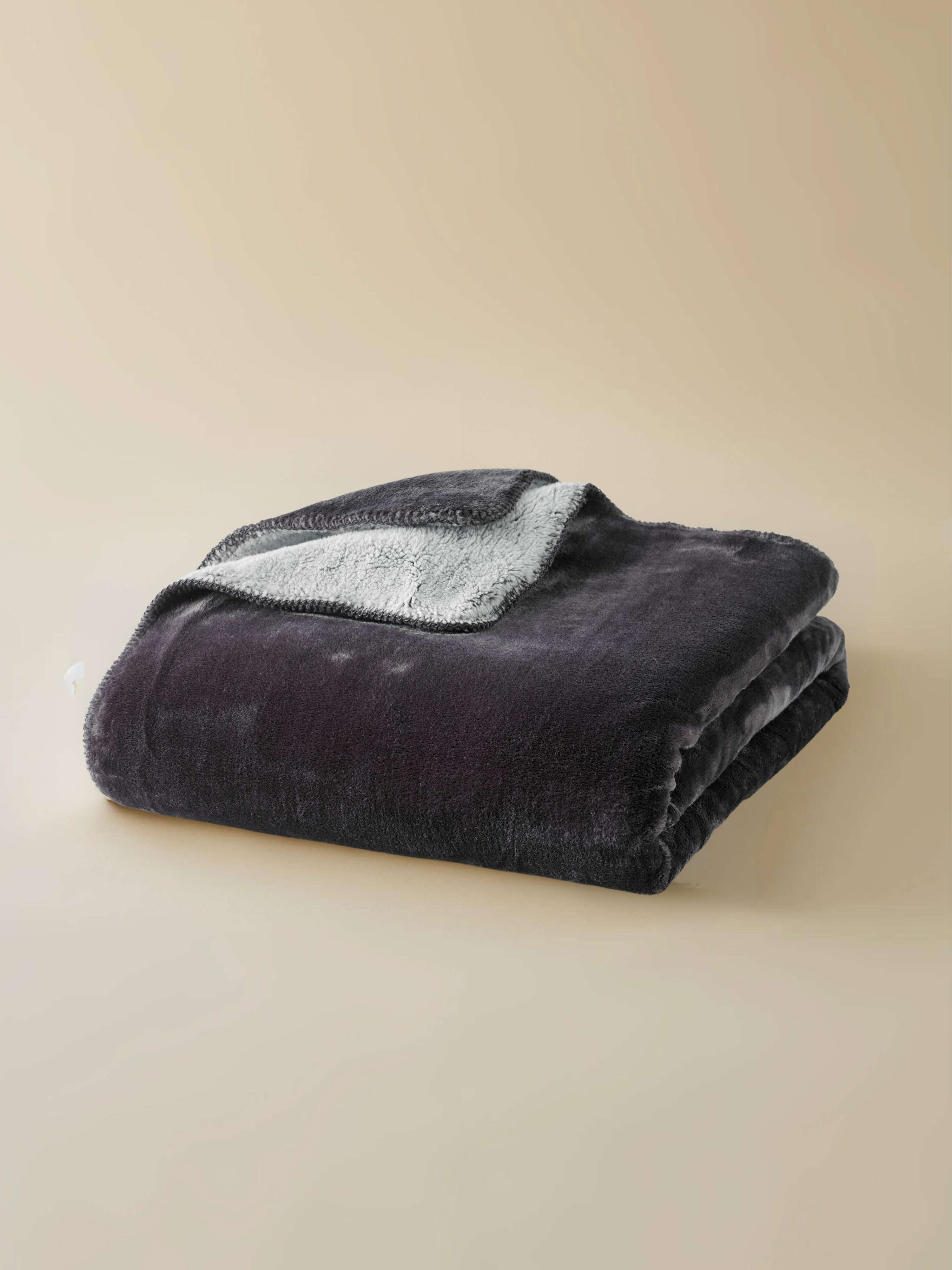 Plaid Cosy Bicolore gris anthracite