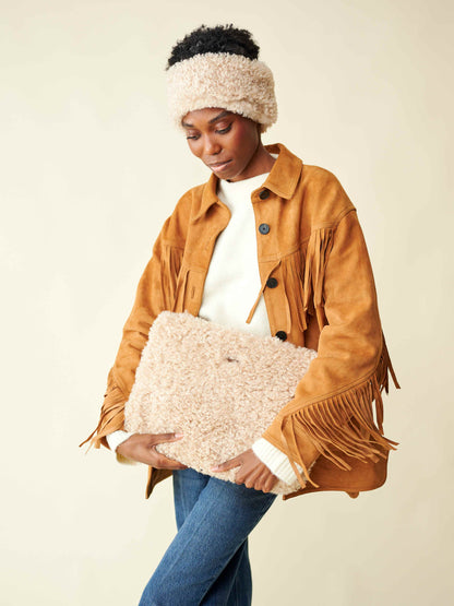 pochette ordinateur teddy beige